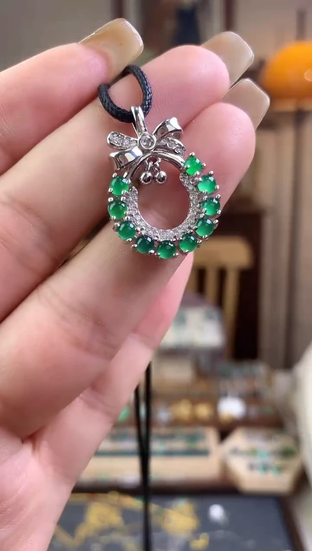 翡翠银S925镶嵌吊坠(不含链)吊坠
