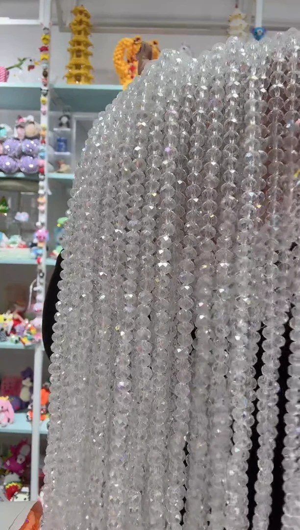 玻璃02130卡4水晶扁10条AB彩透白