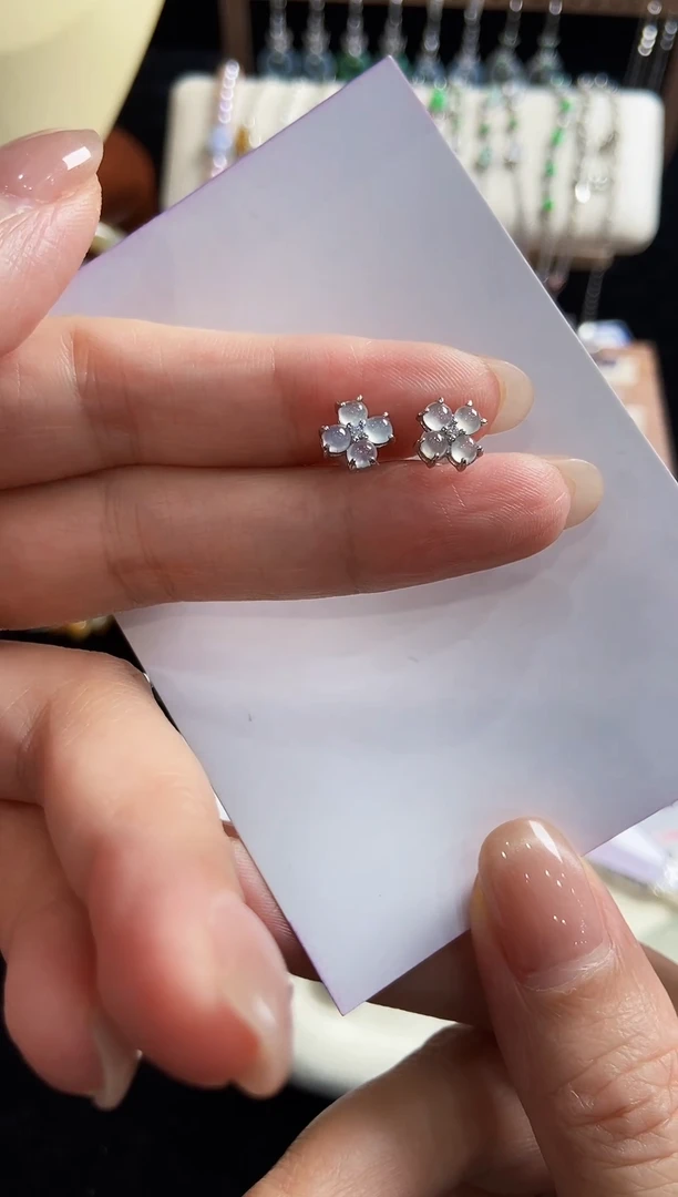 翡翠戒指银S925镶嵌耳饰