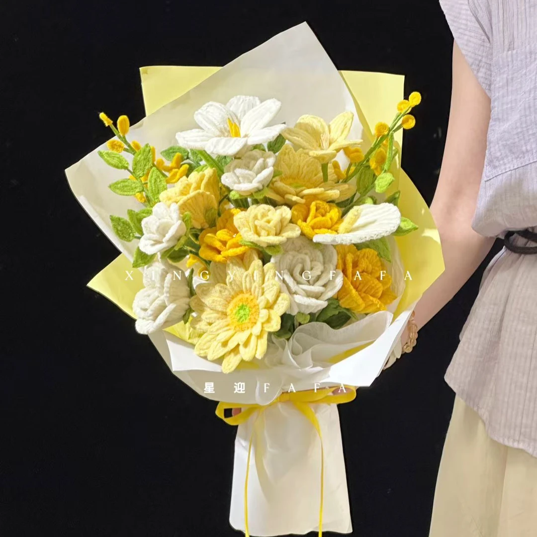 【阳光花语黄色系花束】材料｜扭扭棒自制花束送女友送朋友生日礼物