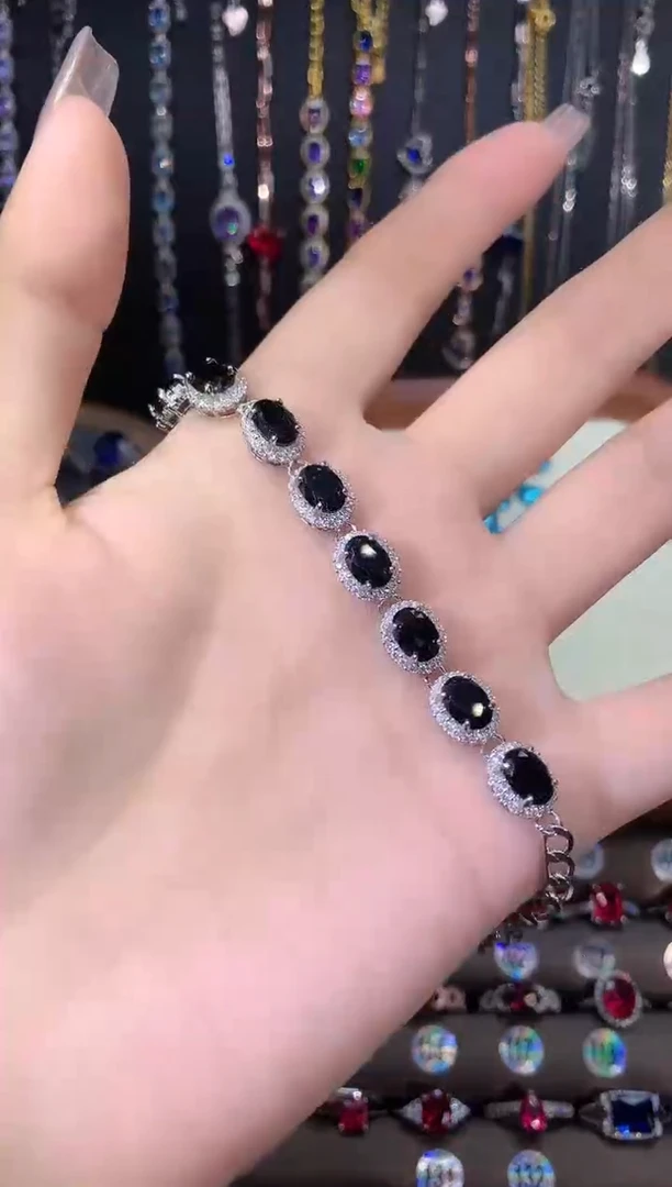 无925银山蓝色手链