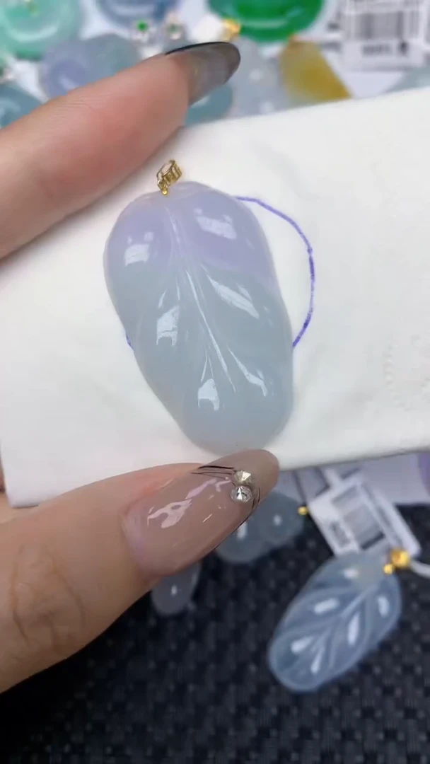 颈饰18K金镶嵌翡翠天然缅甸翡翠a货百元以上9元证书费自理