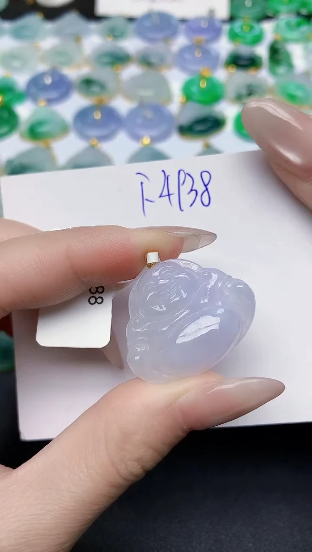 颈饰18K金镶嵌翡翠天然缅甸A货翡翠百元以上9元证书费自理