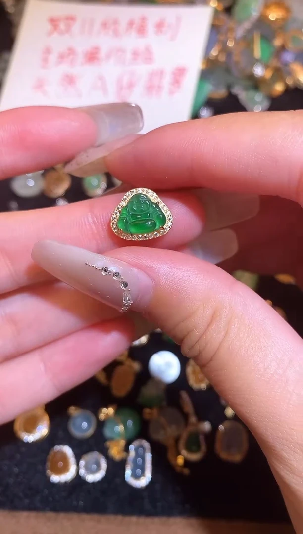 颈饰银S925镶嵌翡翠天然a货