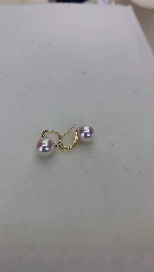 18K金镶嵌DA海水珍珠 GD014 7-8 天女耳钩