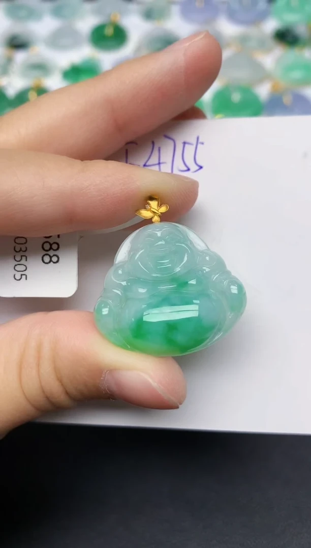 颈饰18K金镶嵌翡翠 天然缅甸A货翡翠百元以上9元证书费自理