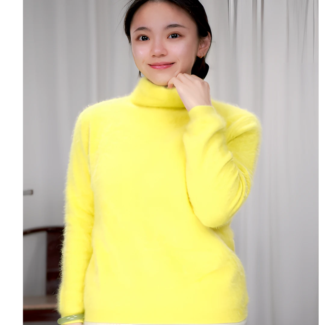 【北美小动物】小动物毛毛贝贝白堆堆领高翻领女款内搭针织衫打底衫