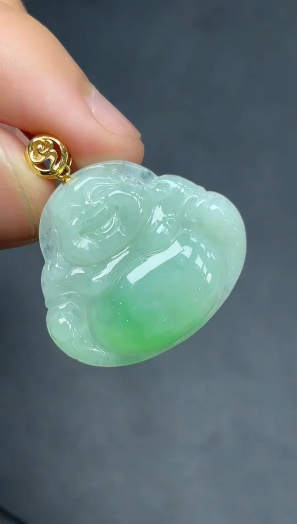 18K金镶嵌挂件翡翠佛公