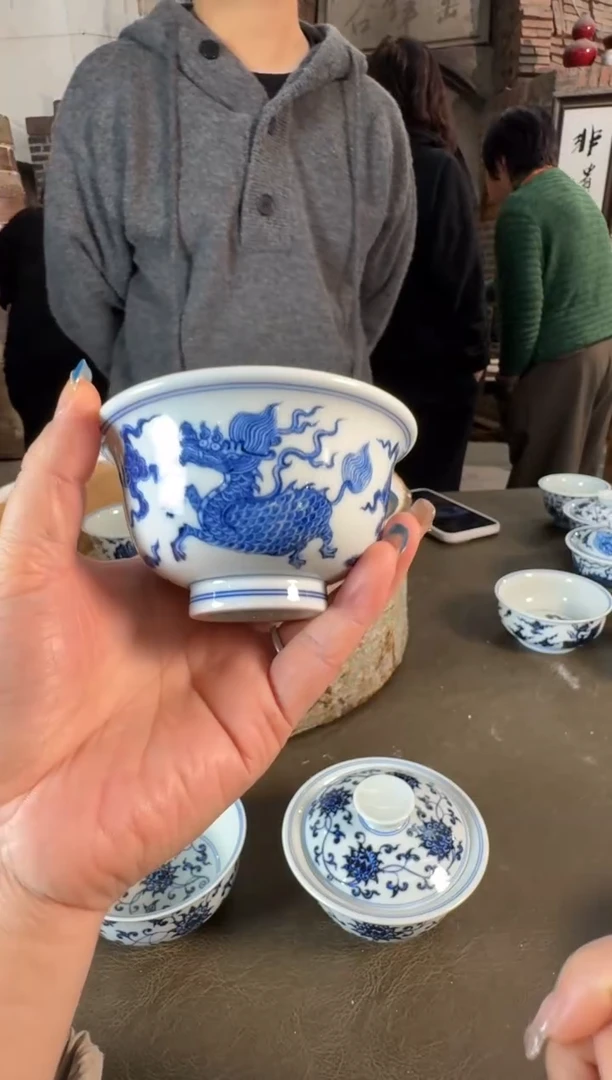 杯子陶瓷三方器合麒麟大压手