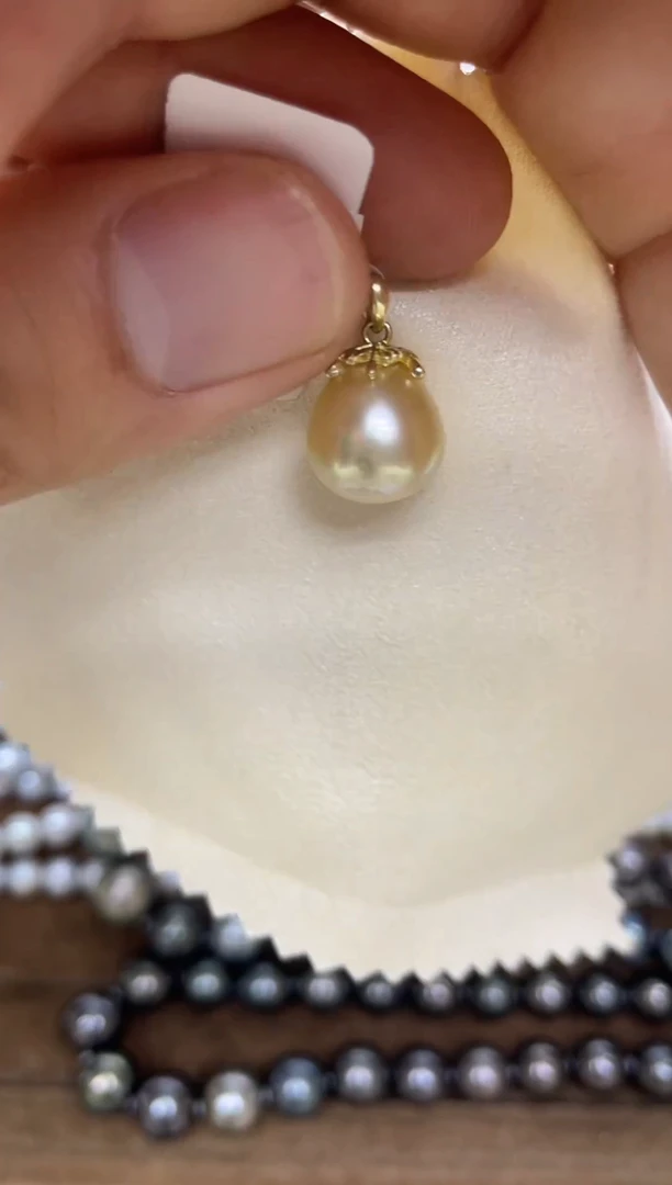 银S925镶嵌吊坠(不含链)海水珍珠11-12