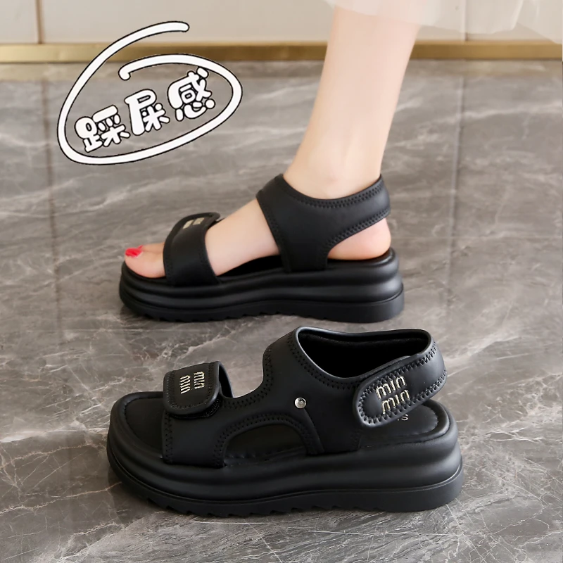 小码34厚底凉鞋女罗马时尚2025夏季新款ins配裙子孕妇沙滩休闲鞋