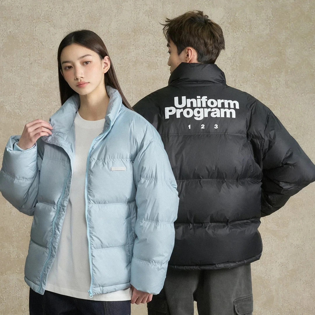 BONELESS主题LOGO印花基础款羽绒服男女防风保暖立领白鸭绒外套2