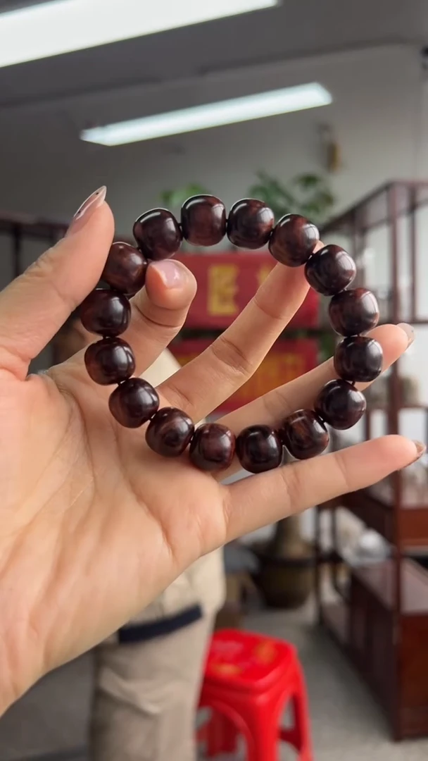 黄花梨/降香黄檀海南黄花梨影子纹1314手串（188）