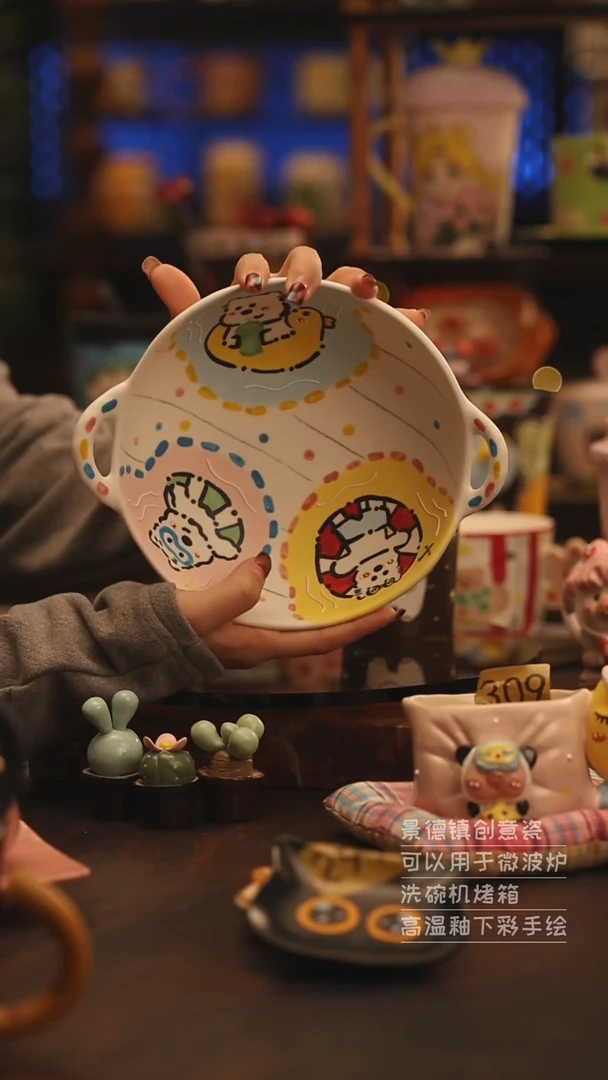 陶瓷景德镇可爱陶瓷釉下彩绘设计师款