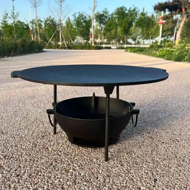 烧烤炉44cm大烤盘无涂层25cm烤炉压肉板铸铁大型饼坑野营烧烤盘