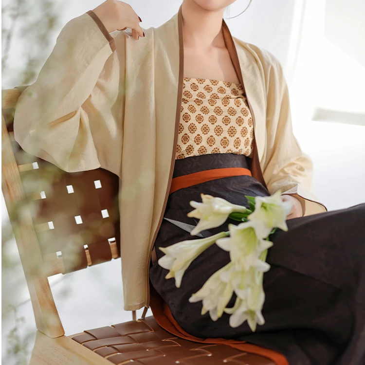 拟梦稻花香 原创宋制汉服飞机袖背心旋裙春夏复古日常通勤套装女