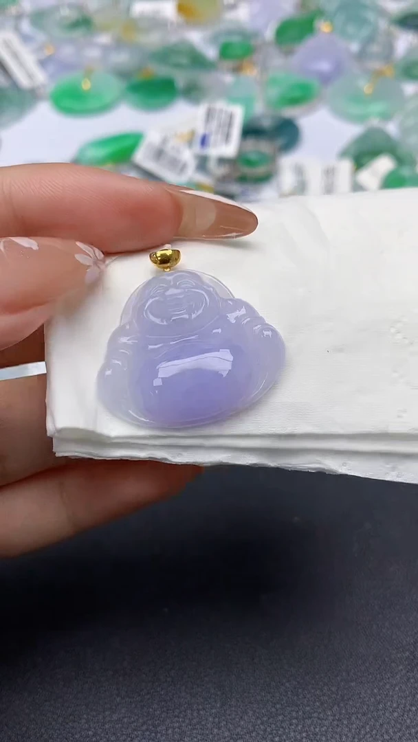 颈饰18K金镶嵌翡翠A货假一赔三支持复检百元上九元证书费自理