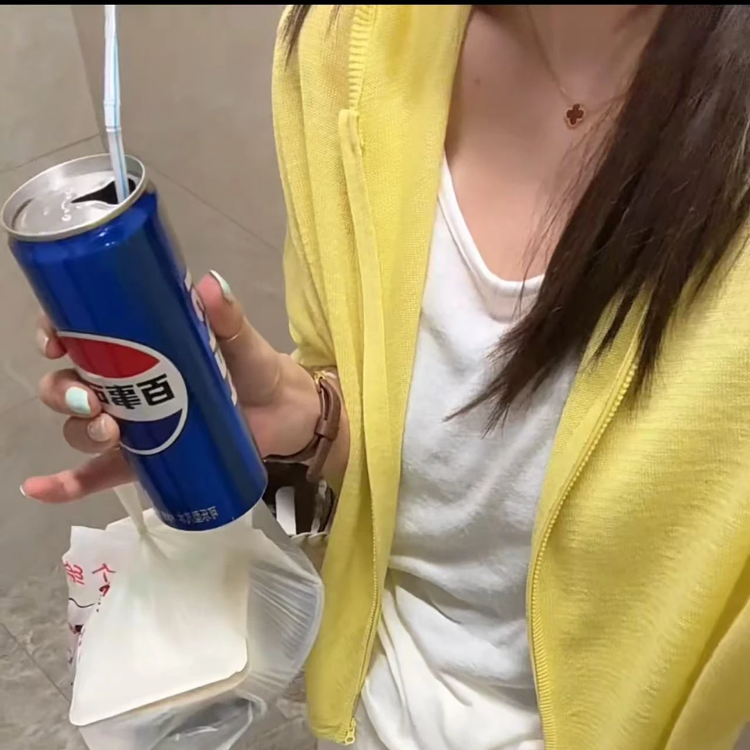 QIANRH-1151夏季新款苎麻拉链纯色款连帽针织防晒开衫