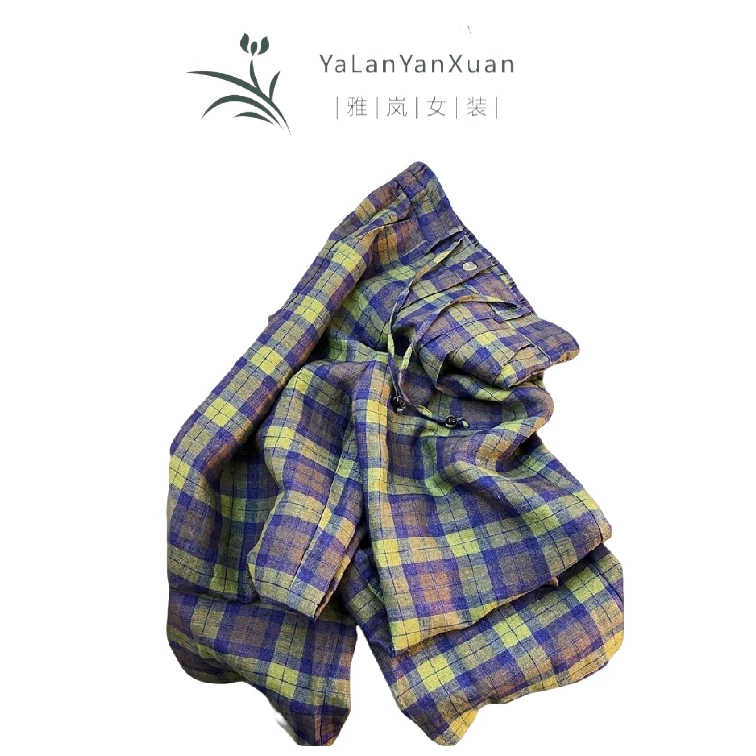 【雅岚女装】时尚洋气显瘦高级复古宽松独特格子裤新款小众高腰垂感