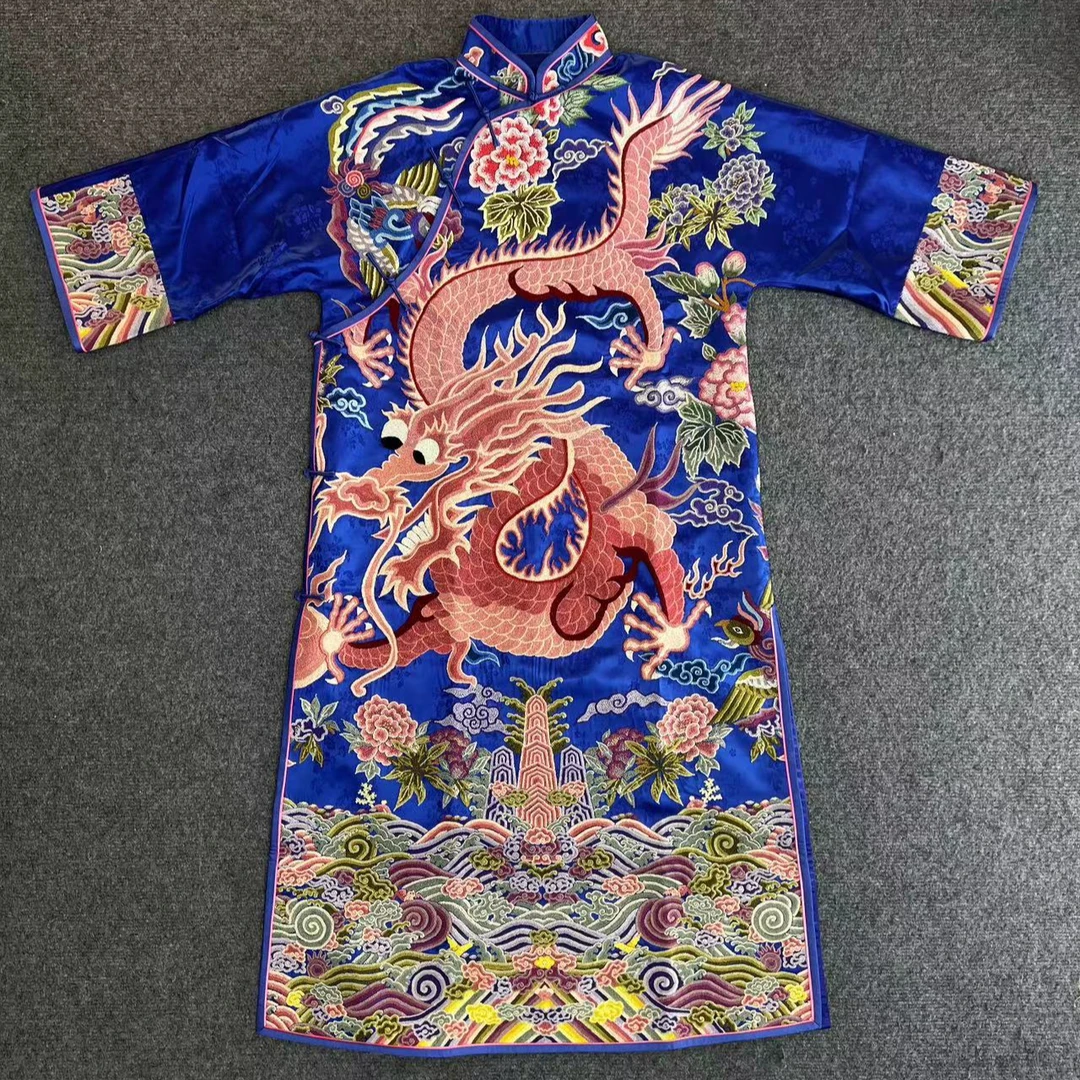 【手绣打籽绣外套】纯手工刺绣精工刺绣桑蚕丝国风新中式大龙长袍