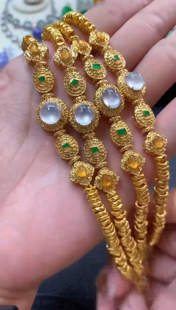 【冰冰匠心珠宝】18K金镶嵌手链翡翠b98多样性一件发货-108