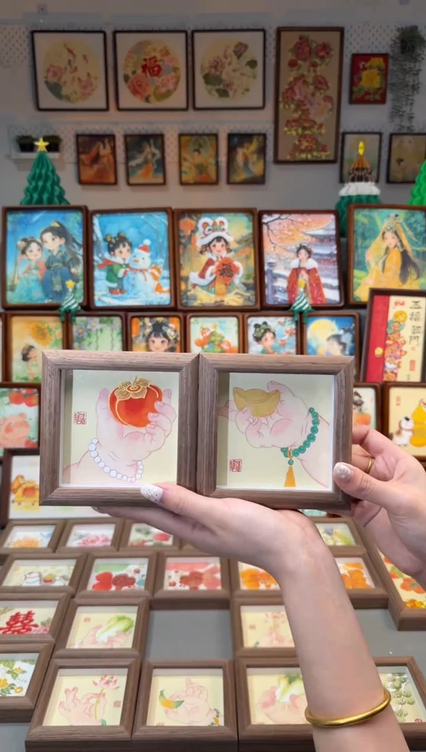 国画元宝小手 柿子小手 一组12