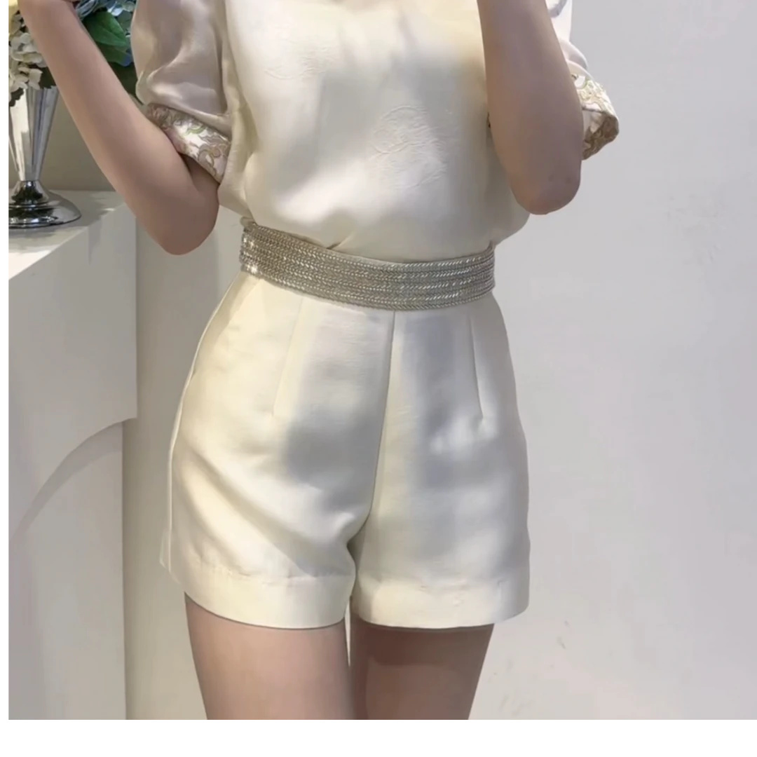 05207  闪闪腰头修腰A字女士短裤显瘦显腿长百搭高腰