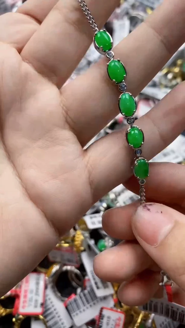 翡翠戒指银S925镶嵌4444---5