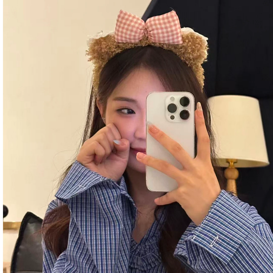 元气满满甜美蝴蝶结毛绒发箍少女心腮红压发高级感洗脸拍照头箍