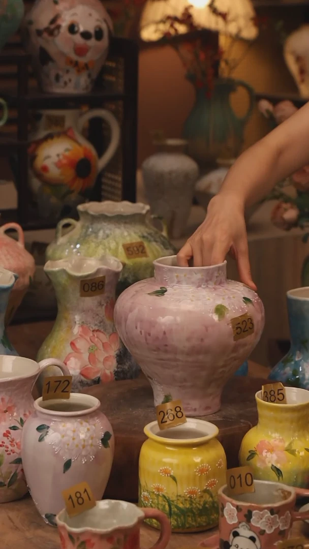 陶瓷523景德镇设计师手作花器摆件侘寂风