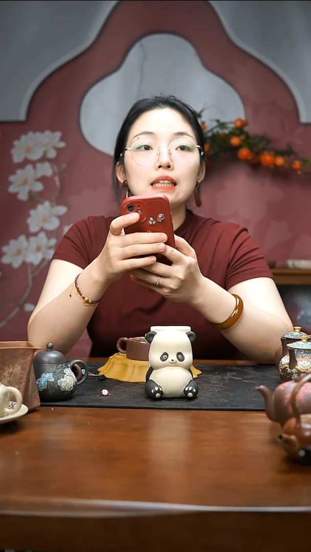 茶壶紫砂木*熊猫支架