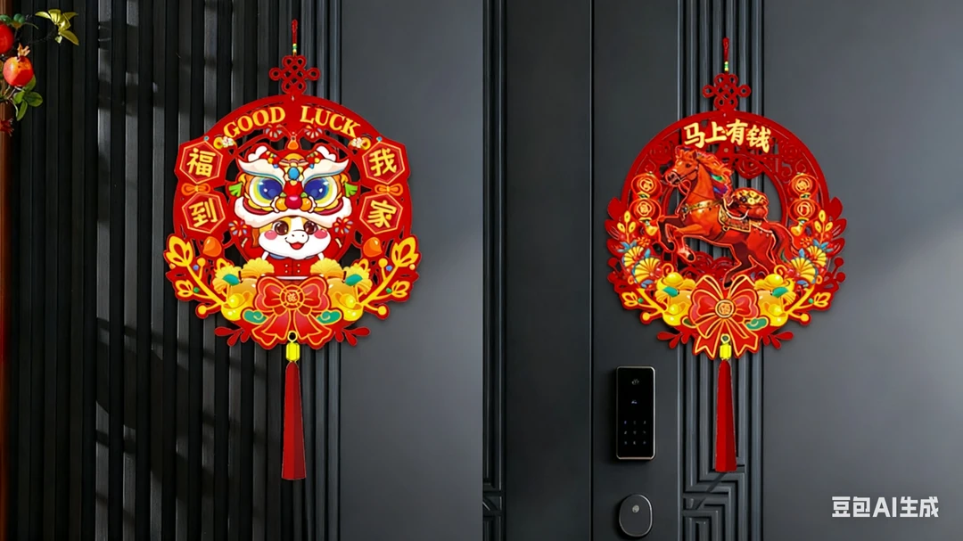 马年新款挂件 植绒卡纸喜庆春节装饰