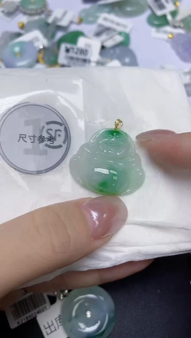 翡翠18K金镶嵌颈饰天然缅甸翡翠A货百元以上9元证书费自理