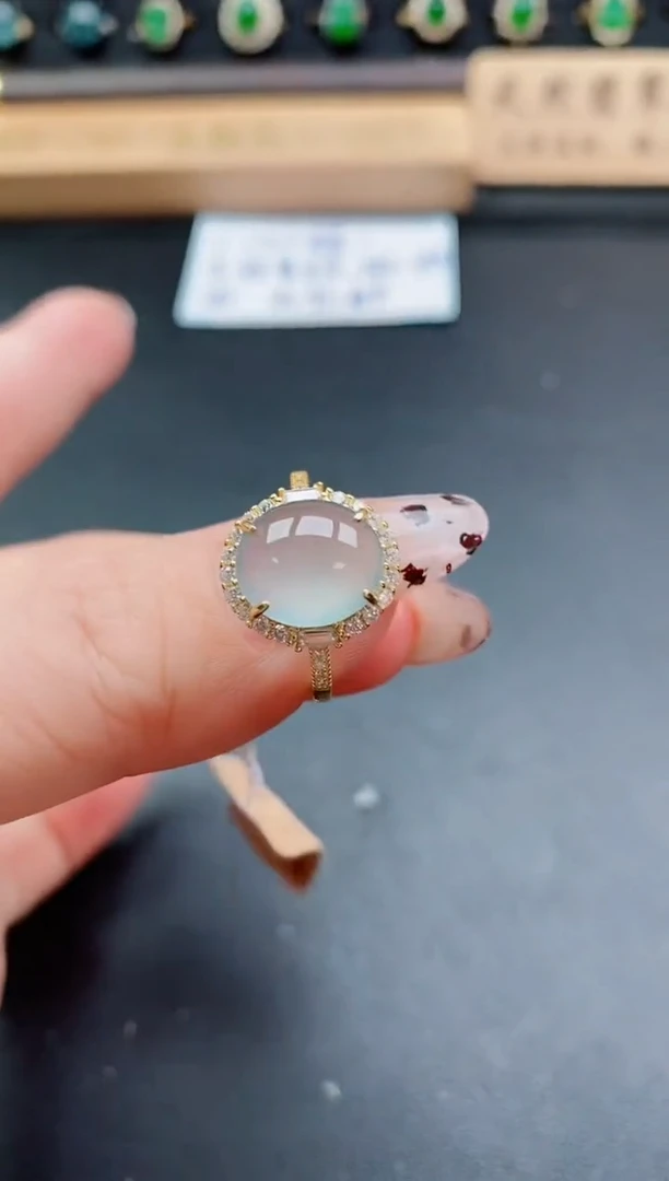 银S925镶嵌戒指翡翠1