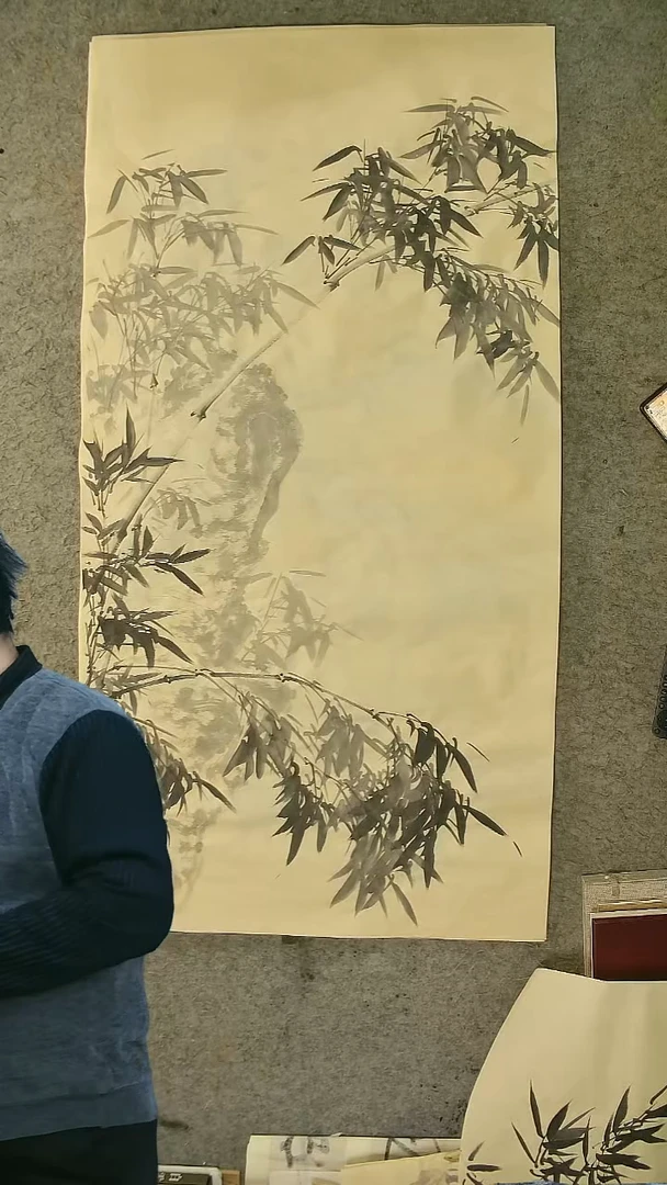 书法四尺整张  墨竹  69*138cm