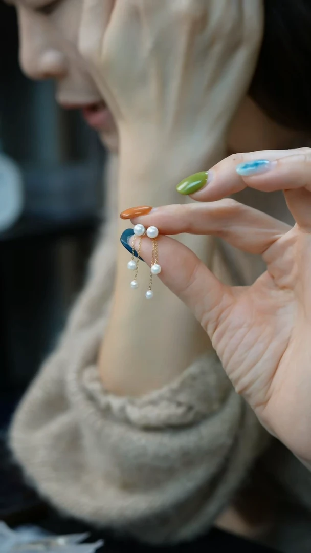 18K金镶嵌耳饰淡水珍珠12-耳钉/姿/1回流