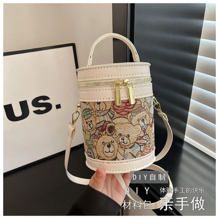 新款DIY女士包包单肩斜挎手提女士包包水桶包包包女材料包手工包