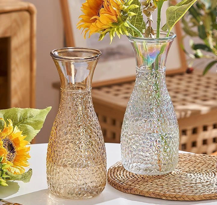 北欧网红透明花瓶欧式玻璃水培清新复古简约鲜花2201五彩