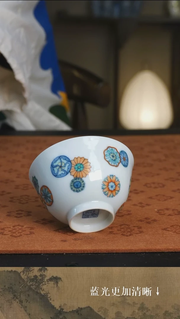 杯子景德镇 纯手绘 斗彩皮球花 杯杯