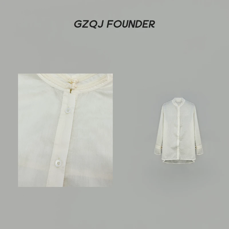 老琴私服【兰陵王妃】2024新款新中式盘扣长袖衬衫女 30156