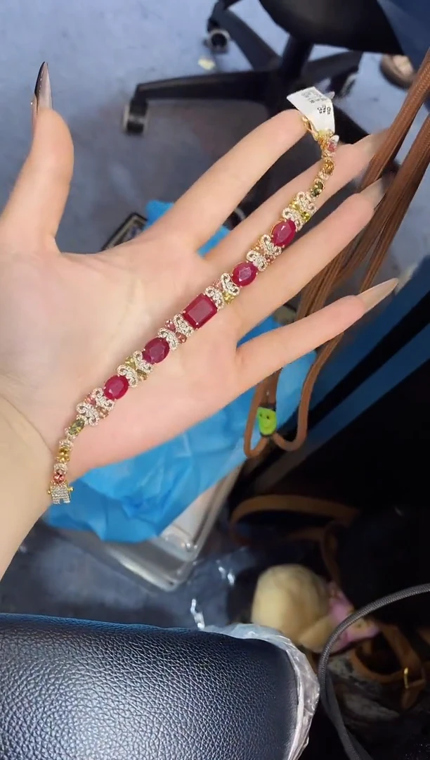 银S925镶嵌手链定制红宝石楚楚珠宝中古甄选不退换