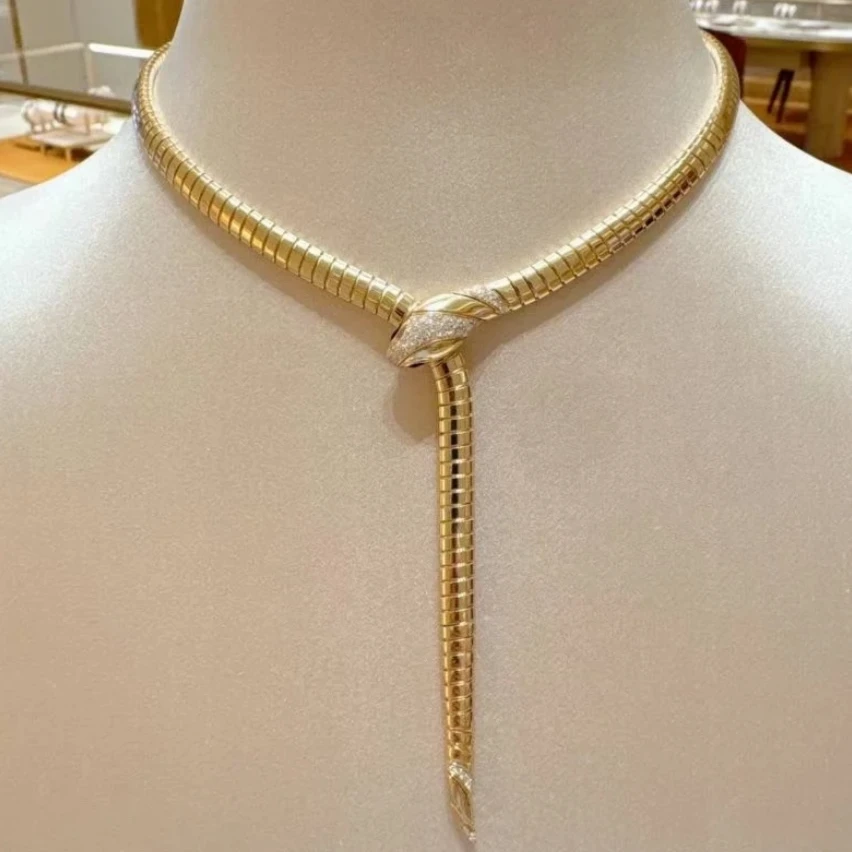 全新未使用 BVLGARI/宝格丽 小花6珊 宝格丽蛇骨项链黄金钻石25年