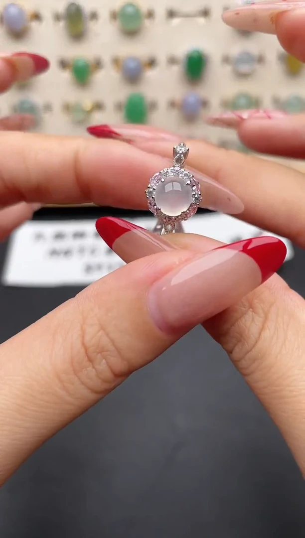 【闪购商品】翡翠戒指银S925镶嵌一物一证一礼盒