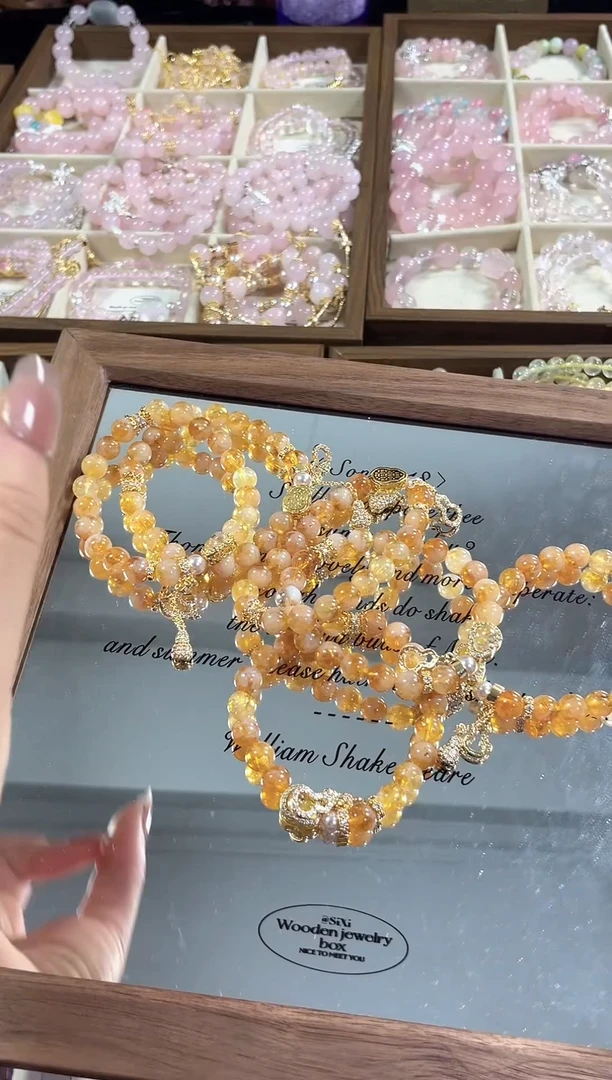 未镶嵌手串水晶天然黄塔晶鎏金葫芦手串多样发一