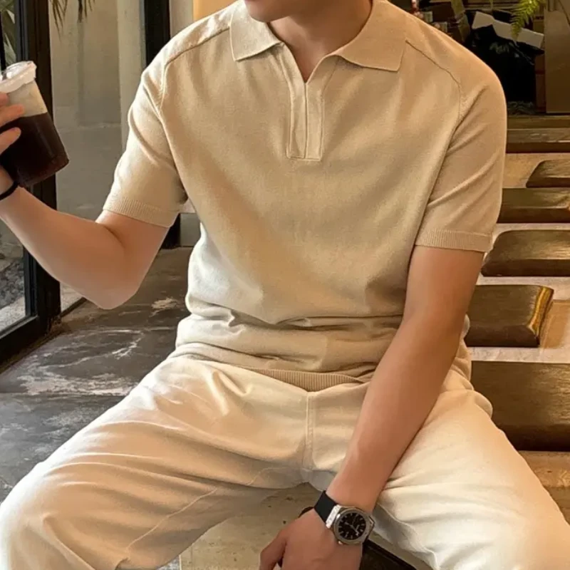 夏季系列/【有色冰爽丝海鸥领短袖】翻领开胸舒适针织POLO衫#Y931