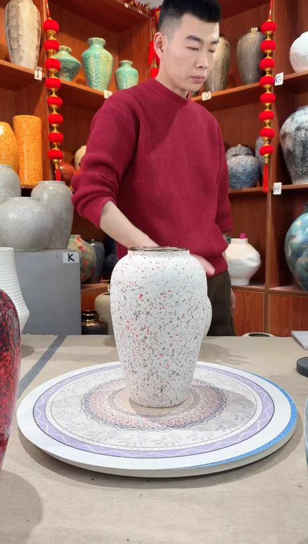 【闪购商品】瓶陶瓷花瓶 无花 樱花粉中号