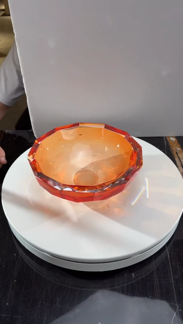 摆件CS0101001-1橙红色刻面小果碗