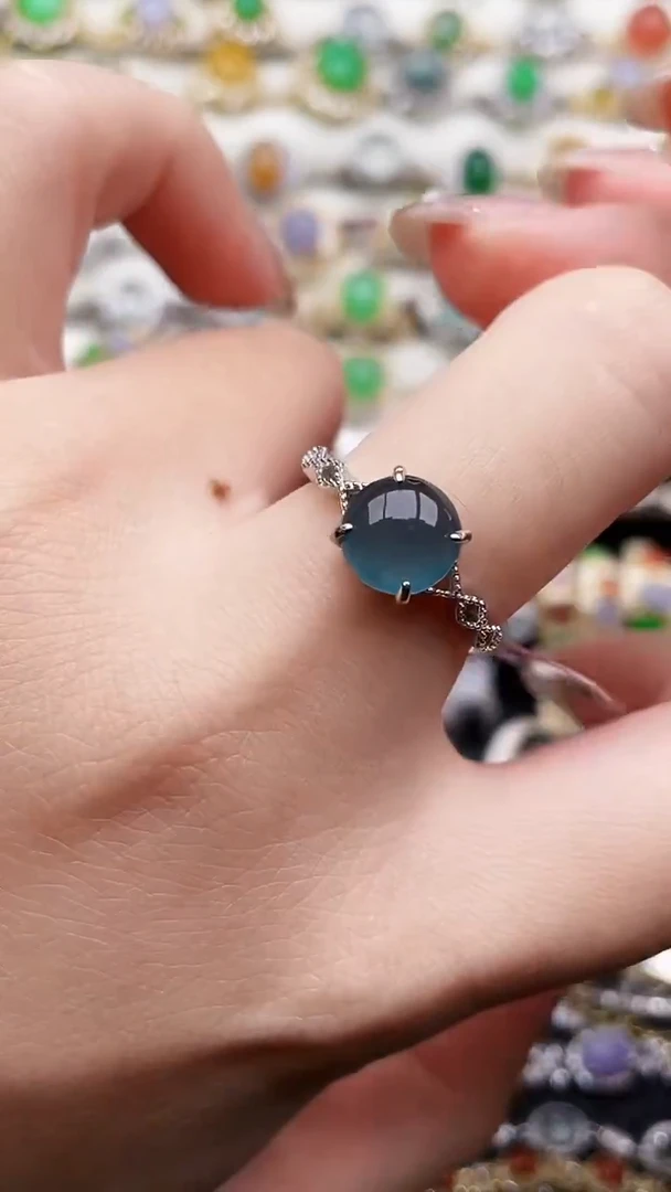 银S925镶嵌戒指翡翠10