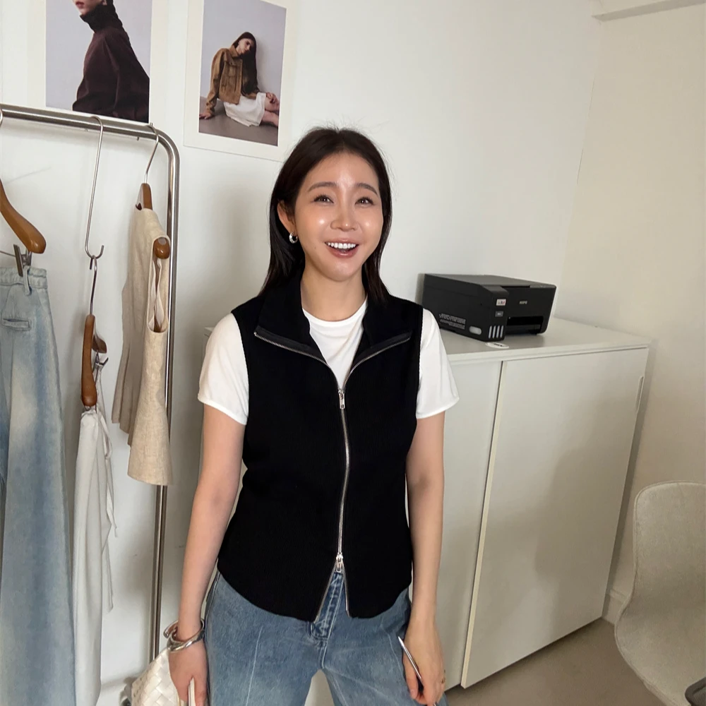 林宝宝显瘦针织无袖衫休闲外穿直筒型纯色7053