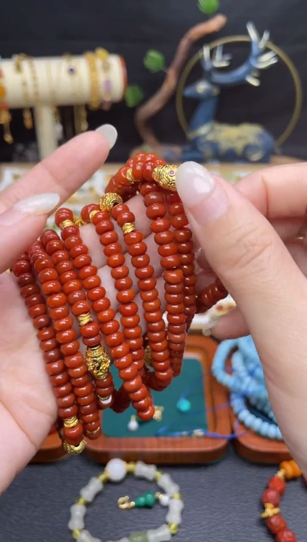 【闪购商品】南红玛瑙手串银S925镶嵌南红算盘珠DIY单圈 多样性发